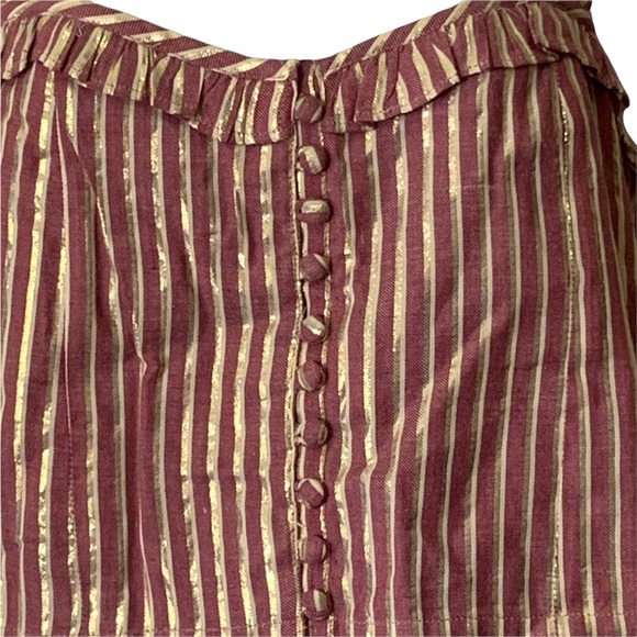 Tularosa x Revolve Crop Top Striped Golden Red Lined Square Neck - Picture 6 of 10